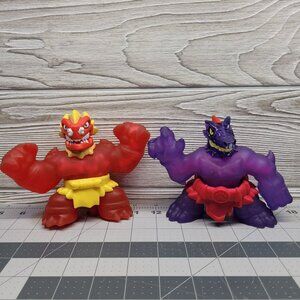 2 Heroes Of Goo Jit Zu Gooey Red Dragon Purple Dino X-ray Stretchy Action Figure